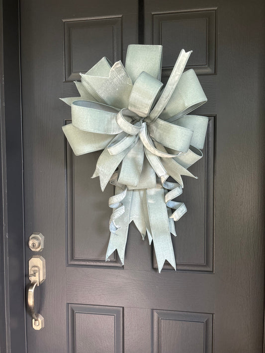 LARGE Baby Blue Velvet Bow
