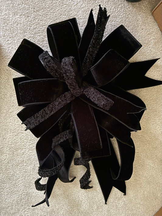 LARGE Black Bow Glitter Accent