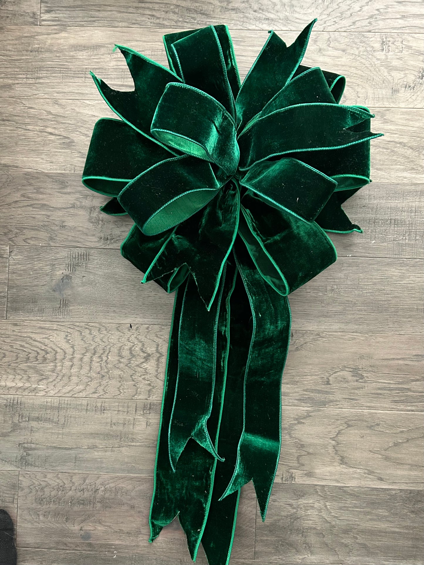 LARGE Green Velvet Bow